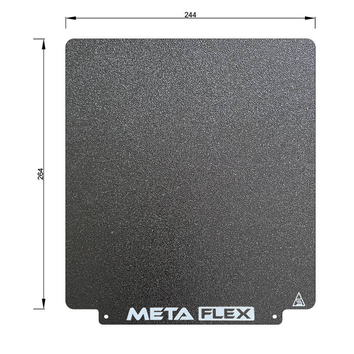 PEI Textured Build Plate, Black, Double Sided, w/ Magnetic Base - 264mm x 244mm.