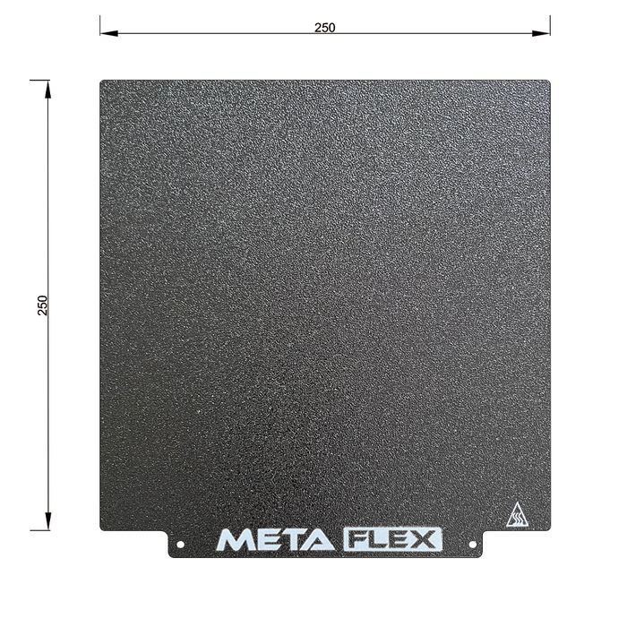 PEI Textured Build Plate, Black, Double Sided, w/ Magnetic Base - 250mm x 250mm.