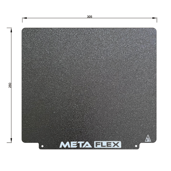 PEI Textured Build Plate, Black, Double Sided, w/ Magnetic Base - 305mm x 260mm.