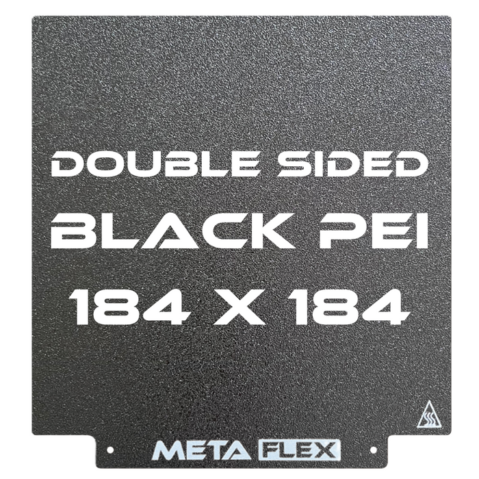 PEI Textured Build Plate, Black, Double Sided, w/ Magnetic Base - 184mm x 184mm.