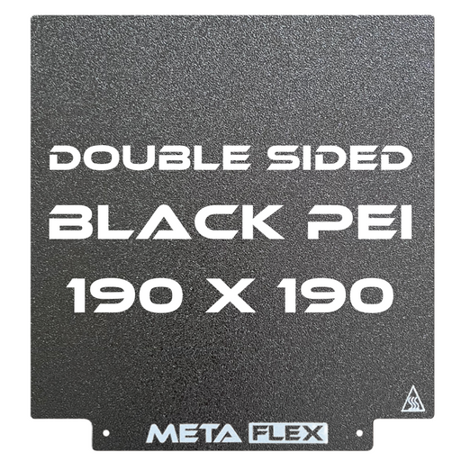 PEI Textured Build Plate, Black, Double Sided, w/ Magnetic Base - 190mm x 190mm.