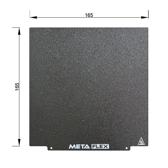 PEI Textured Build Plate, Black, Double Sided, w/ Magnetic Base - 165mm x 165mm.