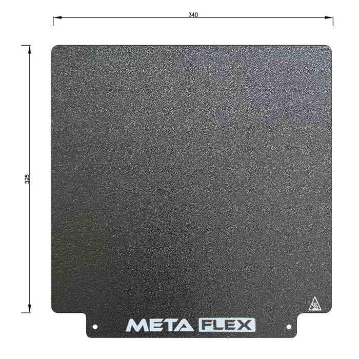 PEI Textured Build Plate, Black, Double Sided, w/ Magnetic Base - 340mm x 325mm.