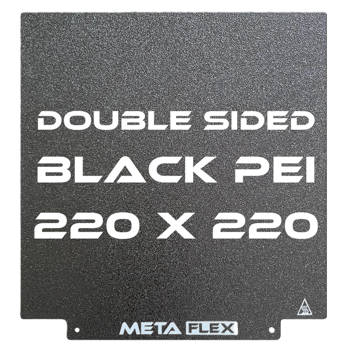 PEI Textured Build Plate, Black, Double Sided, w/ Magnetic Base - 220mm x 220mm.