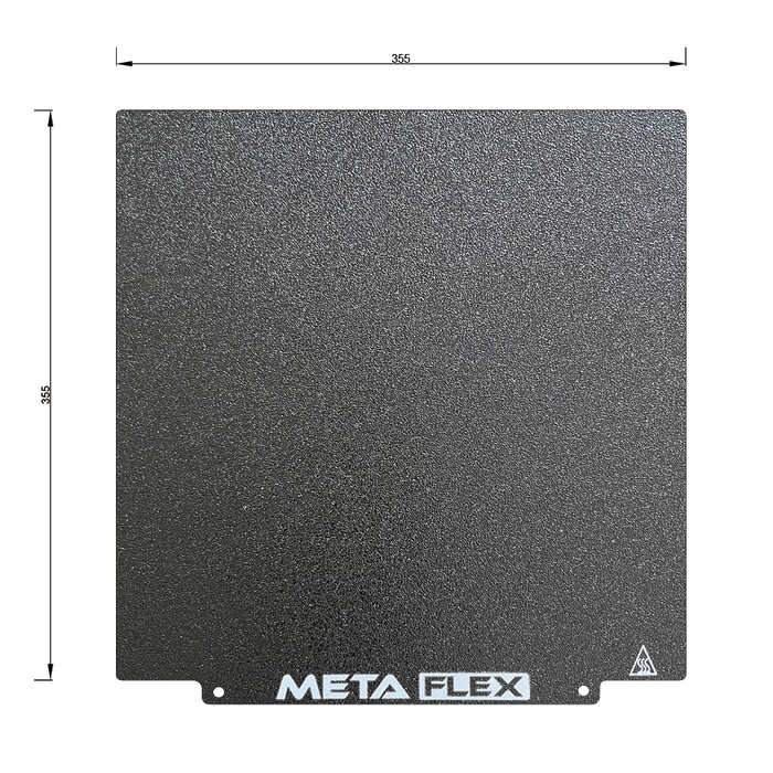 PEI Textured Build Plate, Black, Double Sided, w/ Magnetic Base - 355mm x 355mm.