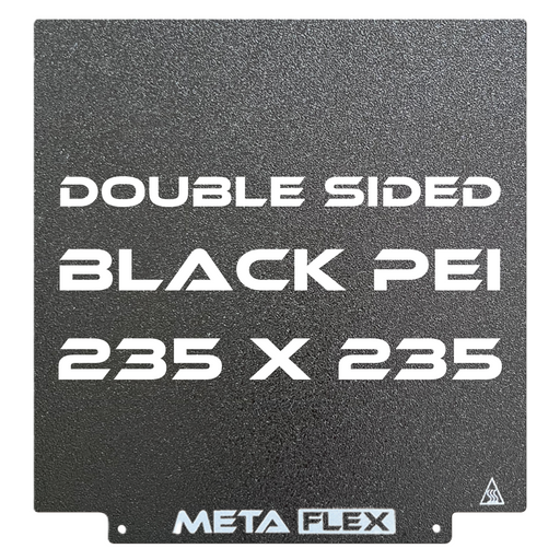 PEI Textured Build Plate, Black, Double Sided, w/ Magnetic Base - 235mm x 235mm.