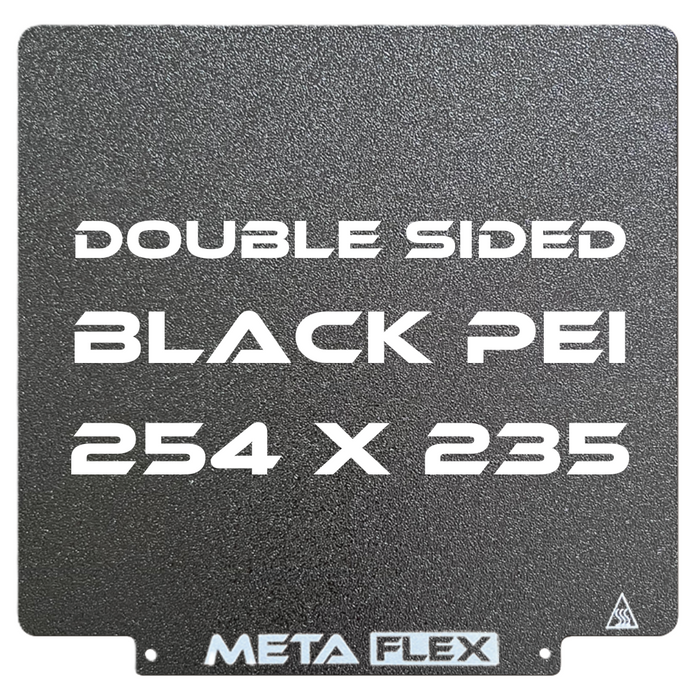 PEI Textured Build Plate, Black, Double Sided, w/ Magnetic Base - 254mm x 235mm.