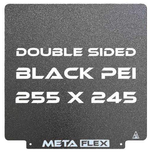 PEI Textured Build Plate, Black, Double Sided, w/ Magnetic Base - 255mm x 245mm.