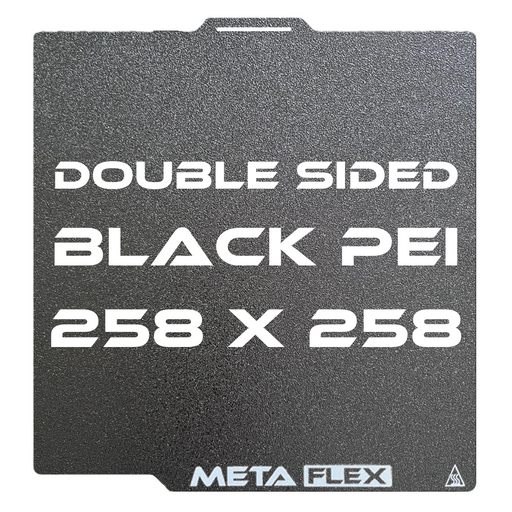 PEI Textured Build Plate, Black, Double Sided, w/ Magnetic Base - 258mm x 258mm.