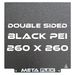 PEI Textured Build Plate, Black, Double Sided, w/ Magnetic Base - 260mm x 260mm.