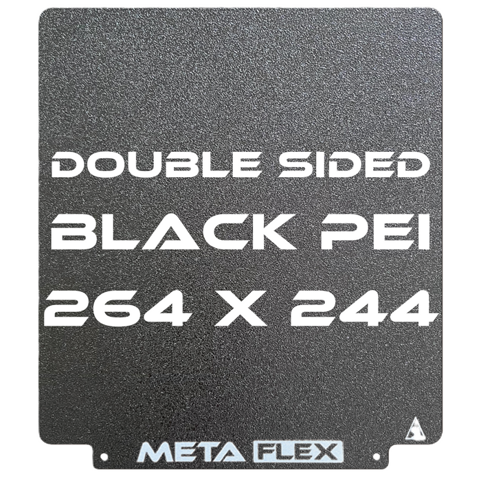 PEI Textured Build Plate, Black, Double Sided, w/ Magnetic Base - 264mm x 244mm.