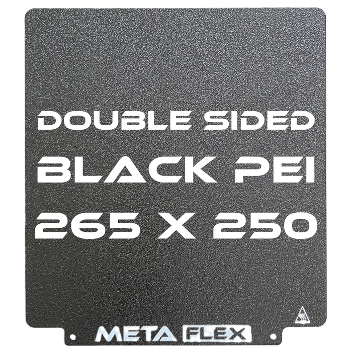 PEI Textured Build Plate, Black, Double Sided, w/ Magnetic Base - 265mm x 250mm.