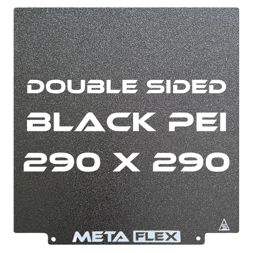 PEI Textured Build Plate, Black, Double Sided, w/ Magnetic Base - 290mm x 290mm.