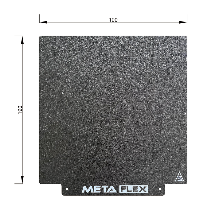 PEI Textured Build Plate, Black, Double Sided, w/ Magnetic Base - 190mm x 190mm.