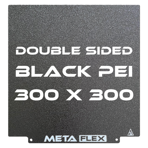 PEI Textured Build Plate, Black, Double Sided, w/ Magnetic Base - 300mm x 300mm.