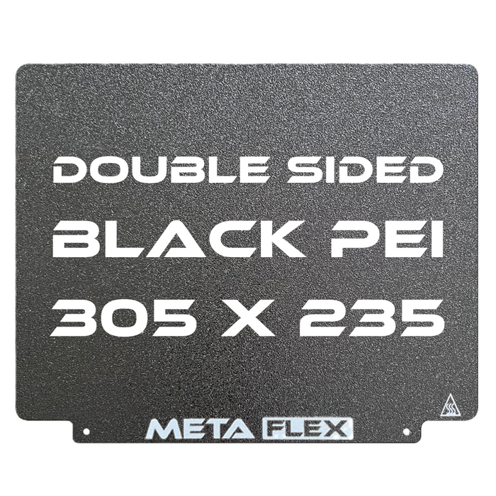 PEI Textured Build Plate, Black, Double Sided, w/ Magnetic Base - 305mm x 235mm.