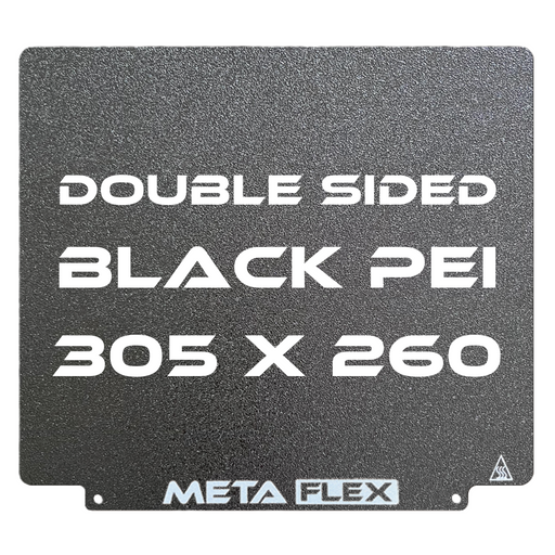 PEI Textured Build Plate, Black, Double Sided, w/ Magnetic Base - 305mm x 260mm.