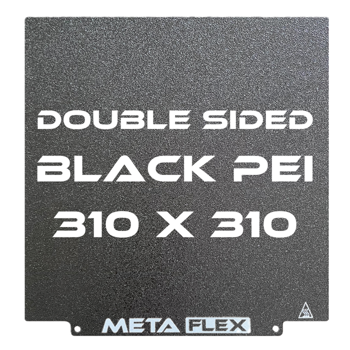 PEI Textured Build Plate, Black, Double Sided, w/ Magnetic Base - 310mm x 310mm.