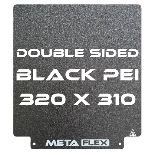 PEI Textured Build Plate, Black, Double Sided, w/ Magnetic Base - 320mm x 310mm.