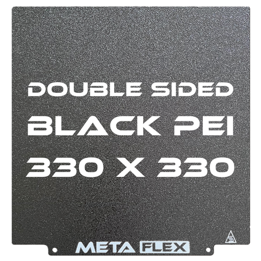 PEI Textured Build Plate, Black, Double Sided, w/ Magnetic Base - 330mm x 330mm.