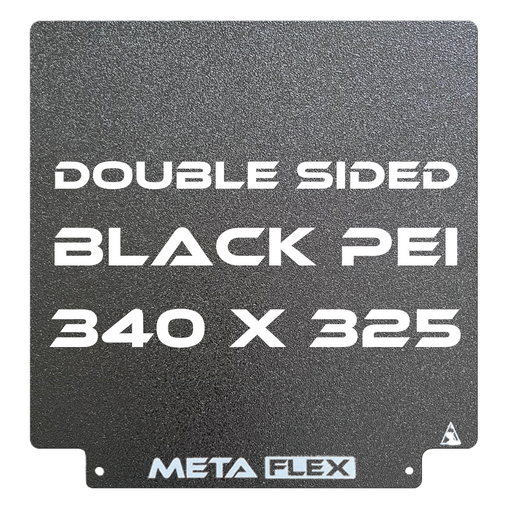 PEI Textured Build Plate, Black, Double Sided, w/ Magnetic Base - 340mm x 325mm.