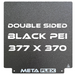 PEI Textured Build Plate, Black, Double Sided, w/ Magnetic Base - 377mm x 370mm.