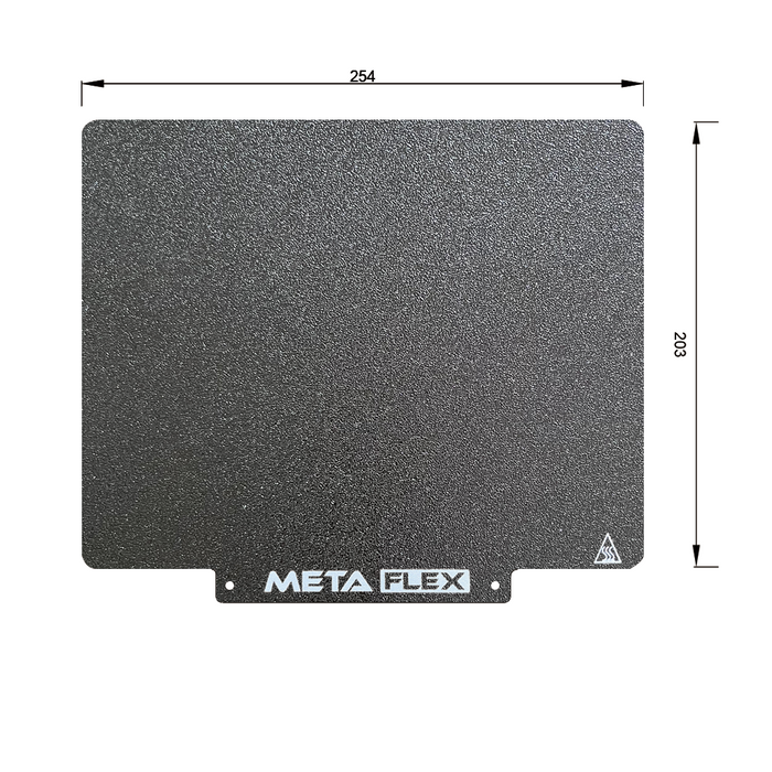 PEI Textured Build Plate, Black, Double Sided, w/ Magnetic Base - 254mm x 203mm.