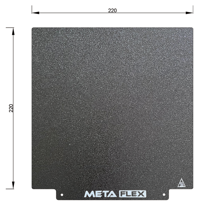 PEI Textured Build Plate, Black, Double Sided, w/ Magnetic Base - 220mm x 220mm.