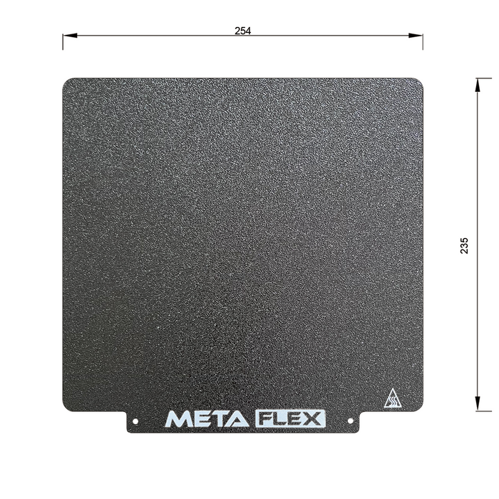 PEI Textured Build Plate, Black, Double Sided, w/ Magnetic Base - 254mm x 235mm.