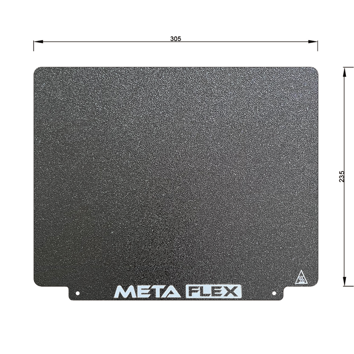 PEI Textured Build Plate, Black, Double Sided, w/ Magnetic Base - 305mm x 235mm.