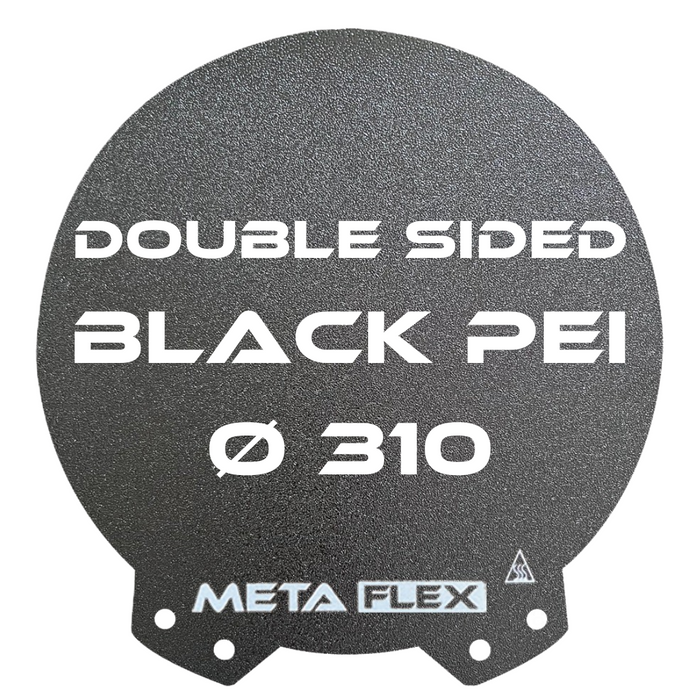 PEI Textured Build Plate, Black, Double Sided, w/ Magnetic Base - 310mm Ø.